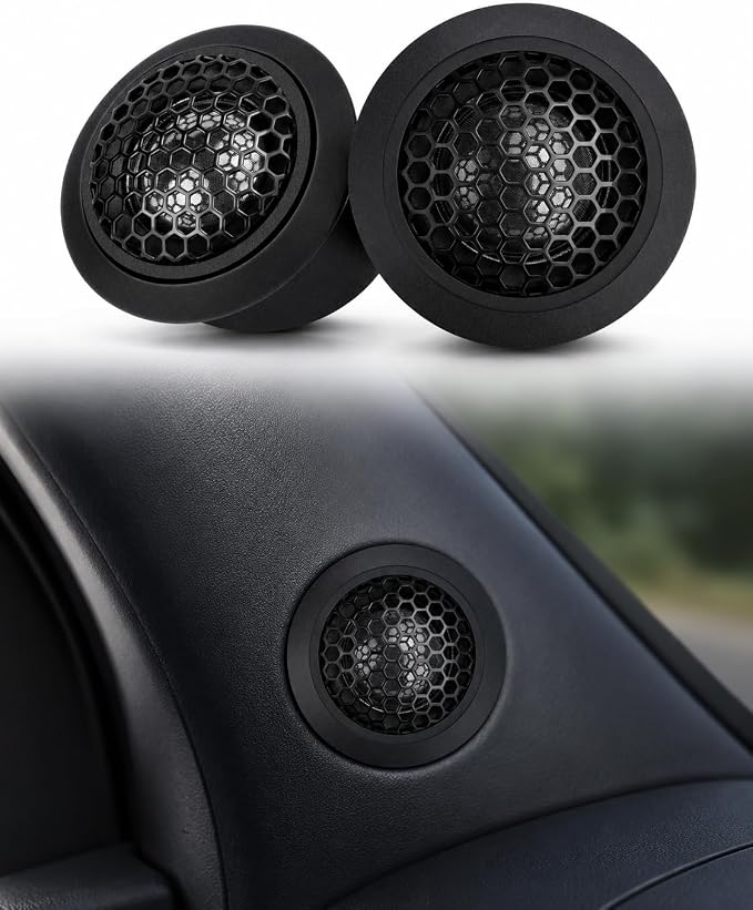 1 Inch Car Tweeters 300W Peak, Silk Dome Tweeter Speakers for Car Audio, 4 Ohm High Frequency Tweeters with Crossover, Surface/Flush Mount, Car Tweeters Pair for Clear Crisp Sound