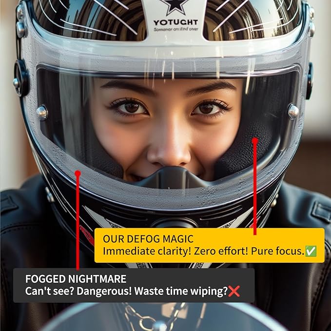 Universal Motorcycle Full Face Helmet Shield Fog Resistant Lens, Clear Visor Insert Anti-Fog Film Waterproof Sticker