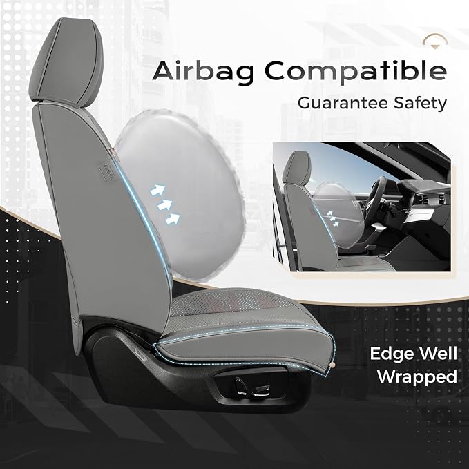Coverado Seat Covers, Car Seat Covers Full Set, Leather Seat Covers for Cars, Car Seat Protector, Gray Car Seat Covers Front Seats and Back Seats Universal Fit for Most Cars Camo