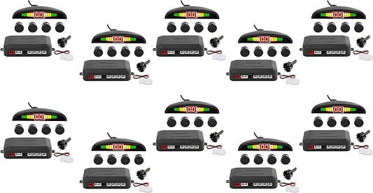 ZONETECH New 4 Parking Sensors LED Display Car Reverse Backup Radar System 10 Pack