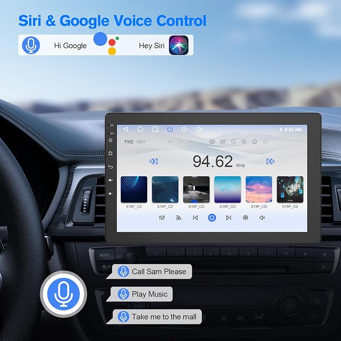 Haudio 10.1" Single DIN Car Stereo with Wireless Apple CarPlay & Android Auto, Android 13 Floating Touchscreen, Split Screen, Bluetooth, WiFi, Mirror Link, AHD Camera, 2GB+32GB