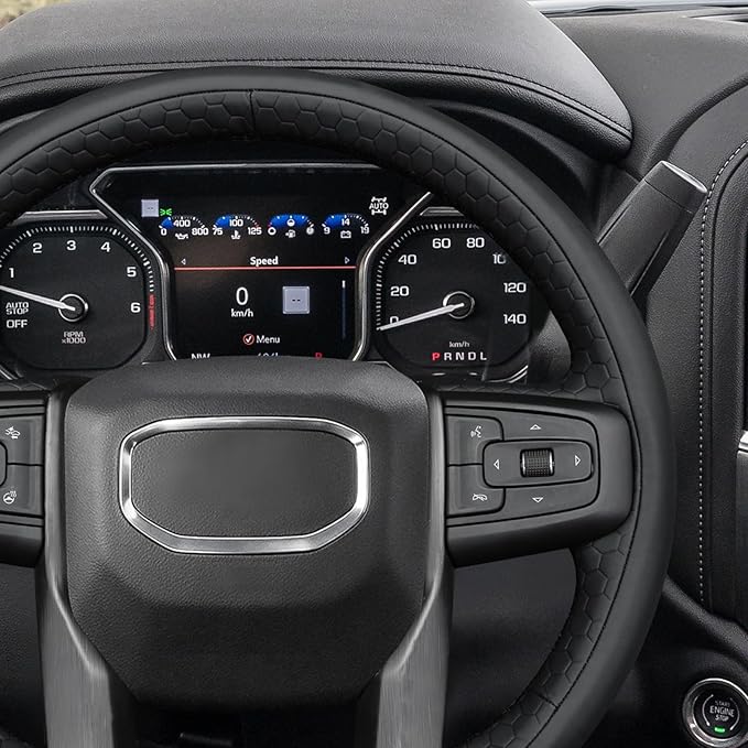 MEWANT DIY Stitching Car Steering Wheel Wrap Cover for GMC Sierra 1500 2019-2023 / Sierra 1500 Limited 2022 / Sierra 2500 2020-2024 / Sierra 3500 2020-2024 / Yukon (XL) 2021-2023 Accessories(3D Style)