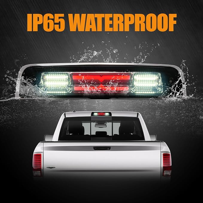 Third 3rd Brake Light LED for 2009-2017 Dodge Ram 1500, High Mount Rear Brake Lights Assembly for 2010-2017 Ram 2500 3500, Waterproof Center Cab Stop Cargo Light