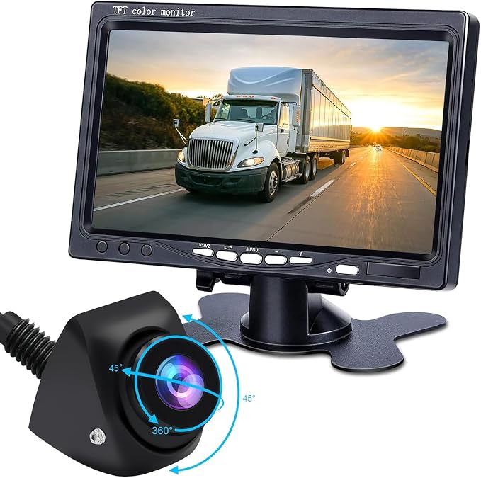 7 inch 1080P Vehicle Backup Camera Monitor Kit, Color TFT LCD Display HD Camera Rear View Reversing Parking Camera Waterproof for Car SUV Van Truck