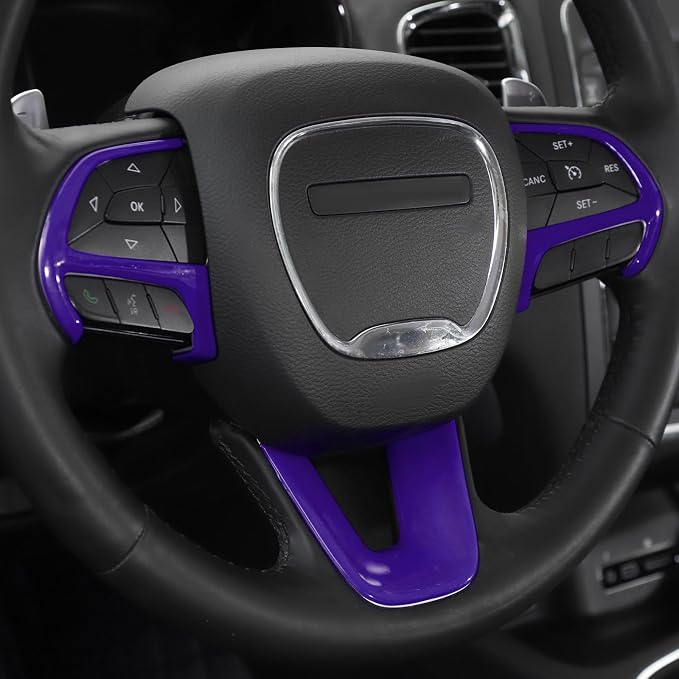 Jimen Fit for Dodge Charger 2015-2023, 12PCS Interior Trim Kits - Center Console Dash Panel, Air Conditioning Control Panel, Gear Shift Cover, Headlight Switch Frame (Purple)