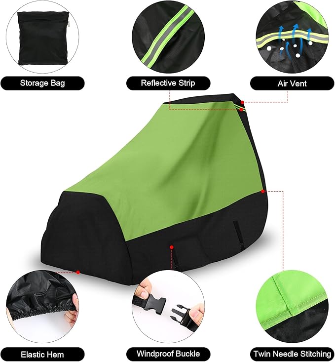 Riding Lawn Mower Cover with Bagger Attachment and ROPS, Universal Fit Decks up to 62", 600D Oxford Cloth Riding Mower Cover with Windproof Buckle for Snow Rain Dust Hail Protection