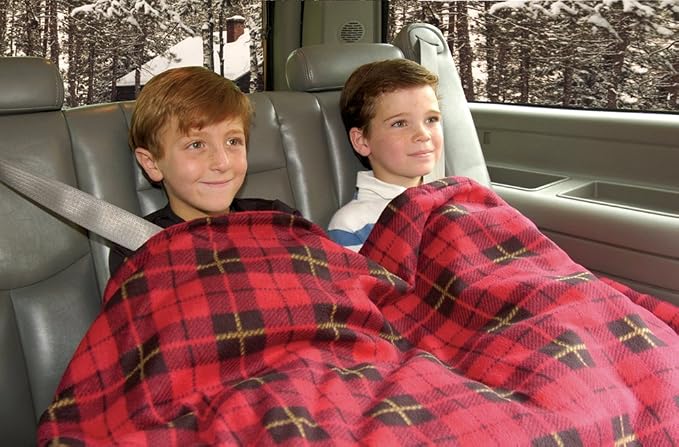 Trillium Worldwide TWI-2001 Heated Fleece Travel Electric Blanket - 12 Volt - Red Plaid