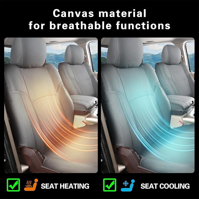 Coverado Chevy Silverado Waterproof Canvas Rear Seat Covers, Fit for Chevy Silverado GMC Sierra 2007-2013 & 2019-2026 1500, 2020-2026 2500HD 3500HD Crew Double Extended Cab(Flat Rear, Gray)