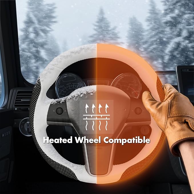 MEWANT Hand Stitch Steering Wheel Cover for Tesla Model 3 2017-2023 Model Y 2020-2023 Black Mesh Athsude White Microfiber Leather Wrap Protector Non-Slip Breathable