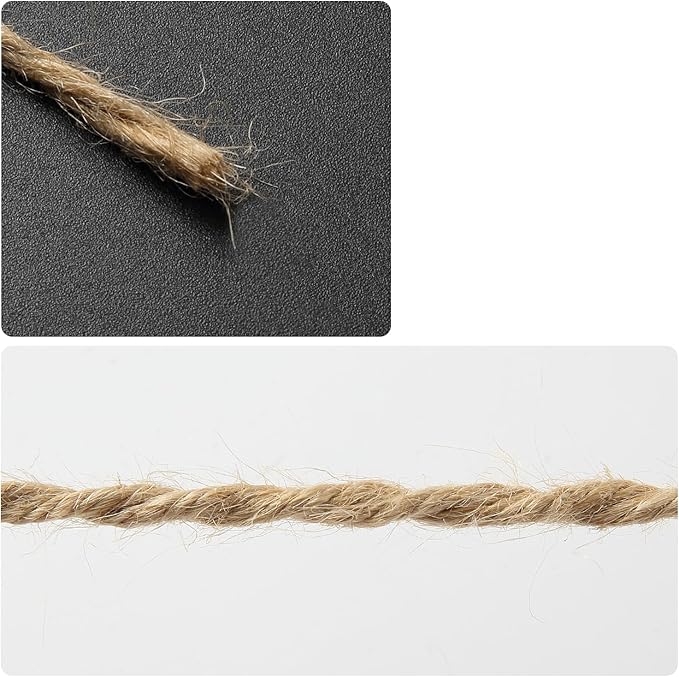 Sisal Twine String, 1/8 in x 328 ft, Natural Thin Hemp Rope for Arts, Crafts, Gardening, Plants, Packing, Cat Scratcher Post and Pet Furniture
