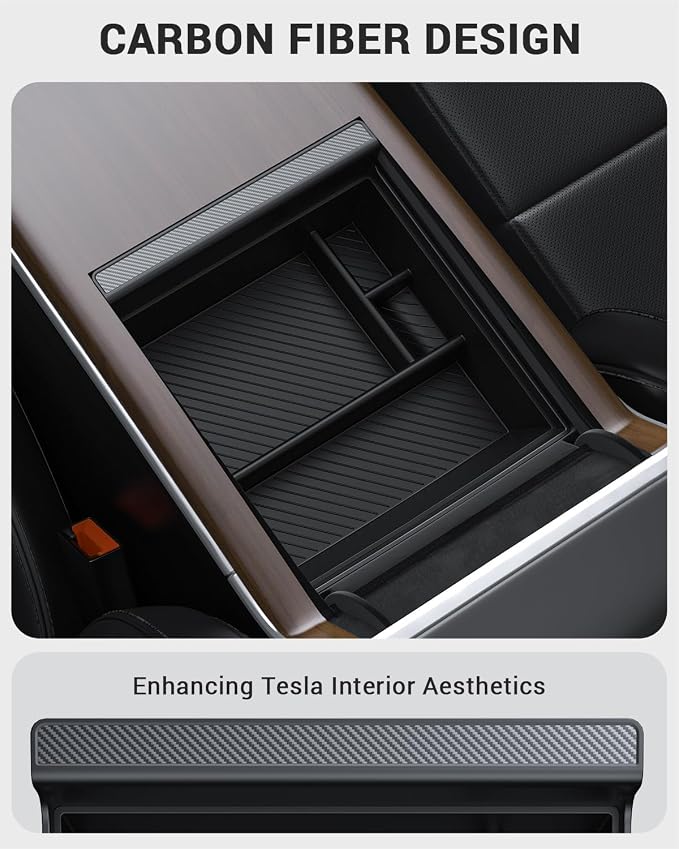 BASENOR 2022-2025 Tesla Model X/Model X Plaid Center Console Organizer and Mud Flaps Splash Guards