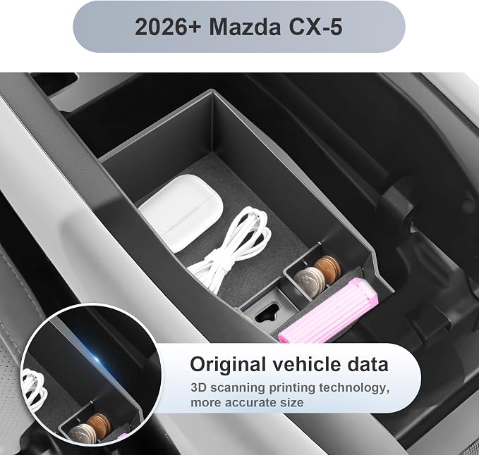 SKTU for 2026 Mazda CX-5 Center Console Organizer for 2026+ Mazda CX-5 Console Tray Mazda CX5 2026 Accessories ABS Insert Armrest Storage Box with Coin Holder