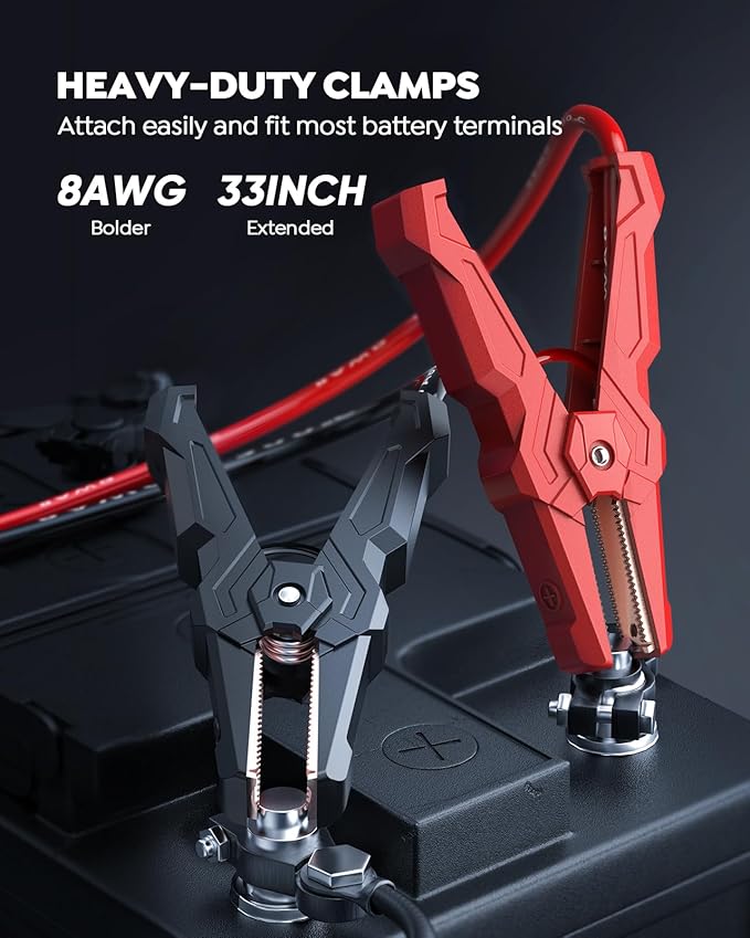 TREKURE 8-in-1 Car Battery Jump Starter 8000A Peak 65W Fast Charging Portable Car Battery Jumper Starter Portable (All Gas/10L Diesel) Jump Box with Extended Jumper Cables