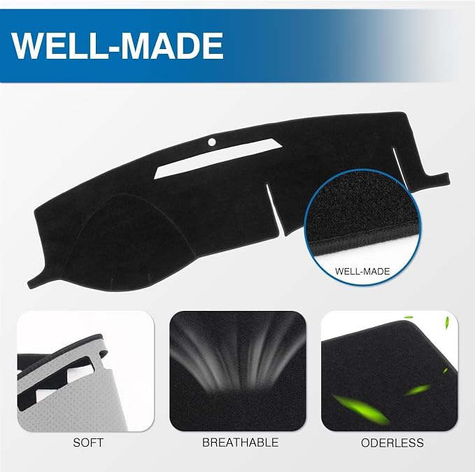 KUST Black Dash Cover for Chevy Chevrolet Impala 2006-2013/Impala Limited 2014-2016 Non-Slip Dashboard Cover Interior Accessories for Impala Custom Fit Dash Mat Sunshade No Glare
