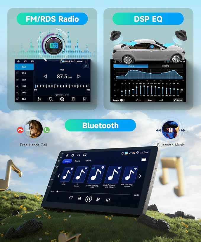 4Core 4G+64G Android 15 Car Radio for Toyota Corolla 2009-2013, 5G-WiFi, Car Stereo Wireless Carplay, Rimoody 9'' HD Touchscreen Mirror Link GPS Navigation Bluetooth FM/RDS EQ-32 SWC Backup Camera