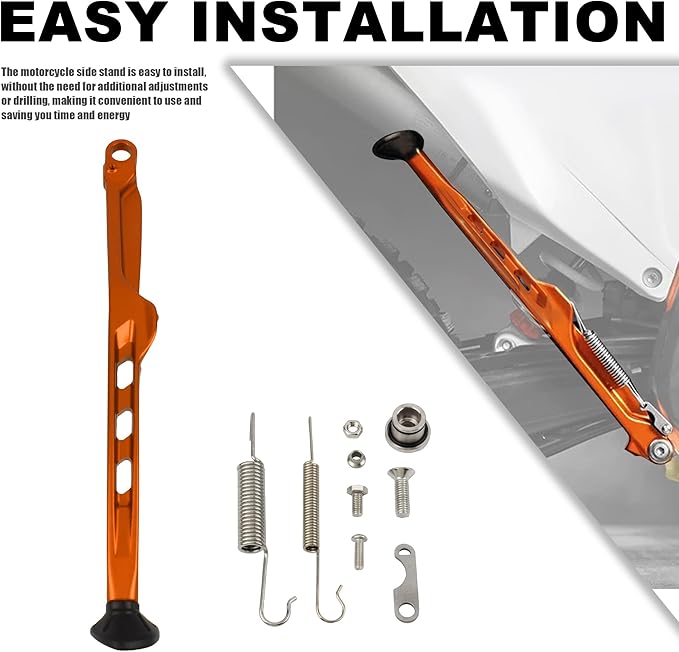 Dirt Bike Parking Side Stand Kickstand Kit,Motorcycle Kickstand Side Stand Springs Support Stand For EXC EXCF XCW XCF-W XC XCF 125 150 250 300 350 450 2023 2024(Orange)