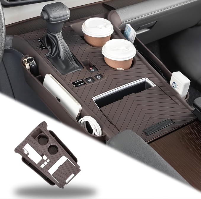 Silicone pad for Central Control for 2026 2025 2024 2023 2022 2021 Toyota Sienna Storage Box Accessories Silicone Protective Cover for Interior Decoration of Gear Shift (Brown)