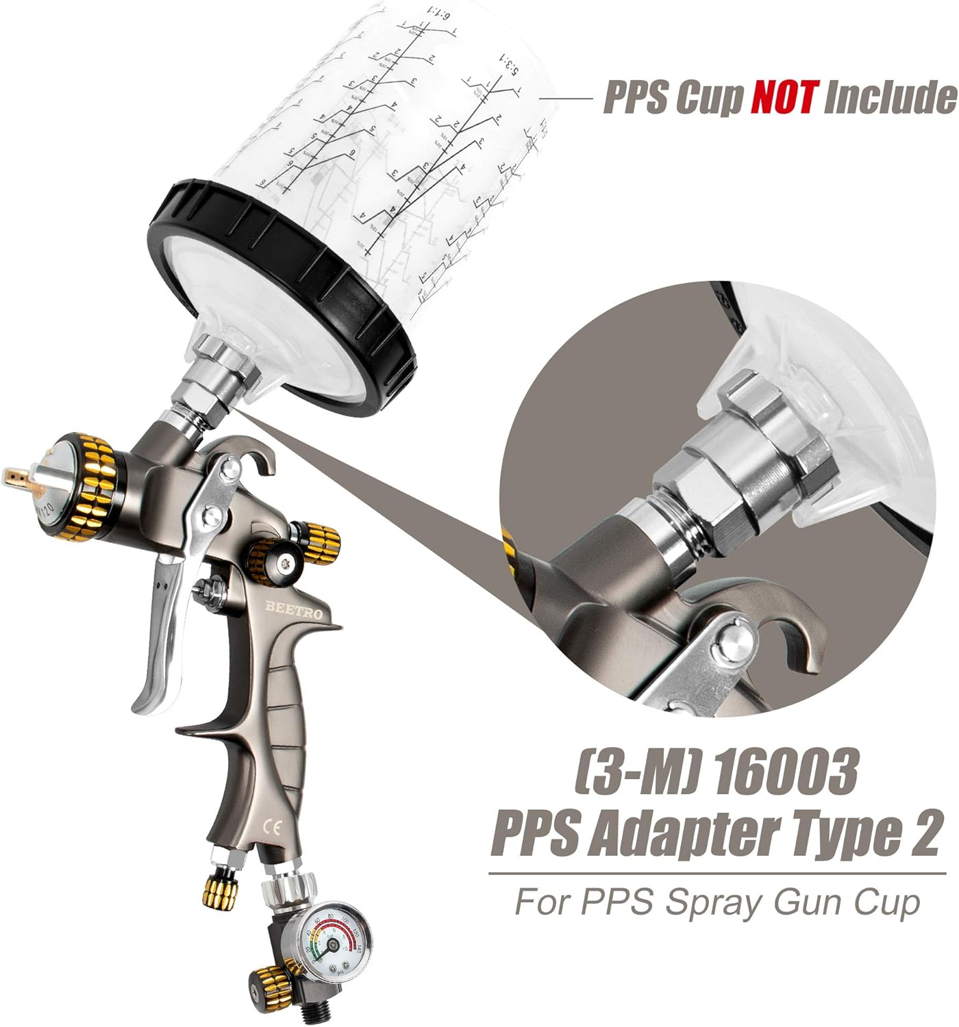 BEETRO HVLP Air Spray Gun with Storage Box, 1000ml Capacity 14.3CFM 29-32psi 1.4/1.8mm Nozzles Stainless Steel with Type 2 Adapter Professional Gravity Feed Sprayer Automotive