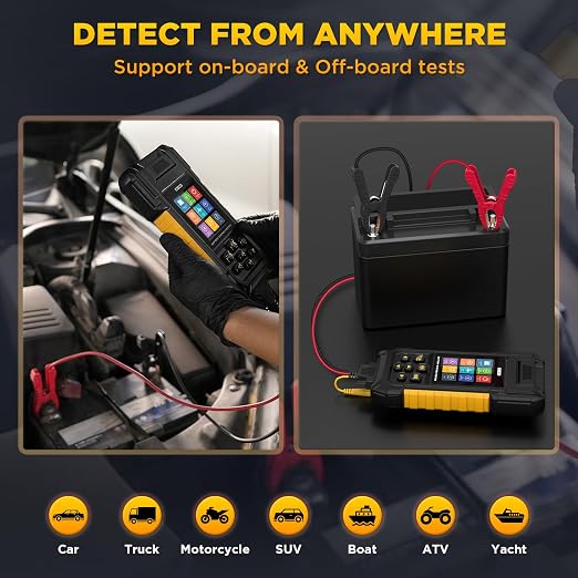 BT960 Car Battery Tester for Lead-Acid & Lithium Batteries with Printer,30-2000 CCA Automotive Battery Load Tester Health Cranking Charging System Leakage Test for Motorcycle, Car, Truck, RV, Boat