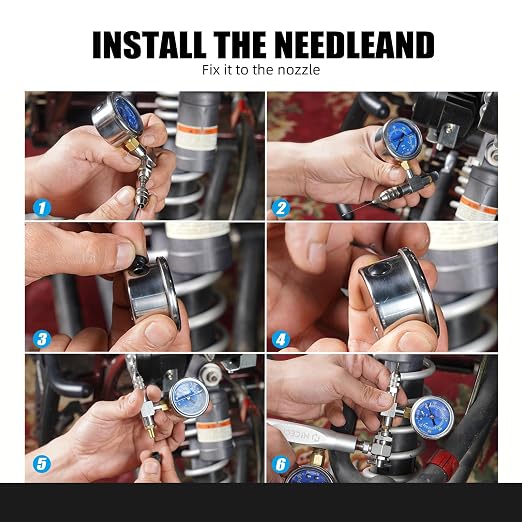 NICECNC Universal 350psi Nitrogen Gauge Needle Pressure Checker Tool Compatible with Yamaha YZX, Compatible with Ohlins, Compatible with Ford Raptor Truck Shocks, See Fitment