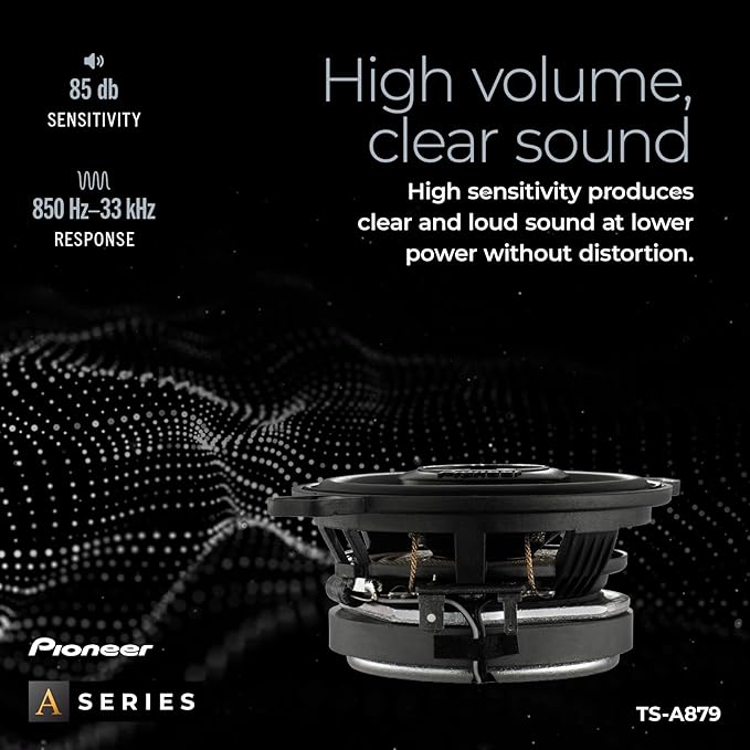 PIONEER A-Series Plus TS-A879 3.5” 2-Way Speakers (Pair) – 100W Max, Balanced Sound + Smooth Treble, Great Stock Replacement, Easy Installation