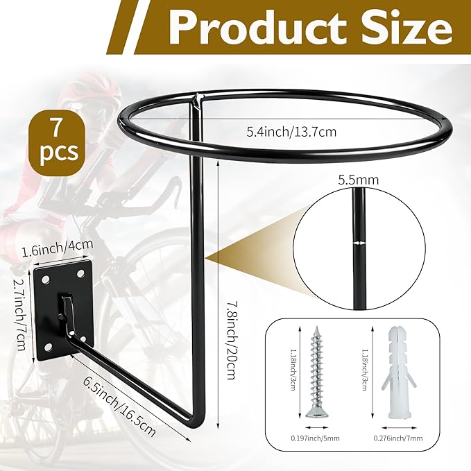 7 Pcs Helmet Hanger Multifunctional Display Hook Stand Wall Mount Motorcycle Helmet Rack for Cap Wig Hat Coat Riding Jacket Metal Ball Holder for Football Volleyball Basketball