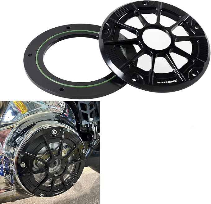 POWER JAMES Black 7.7" Visible Derby Cover Primary Clutch Cover with Tranparent Acrylic PC Glass Fits for Harley Davidson 2016-2024 Touring FLHX, FLHR, FLTR (Black)