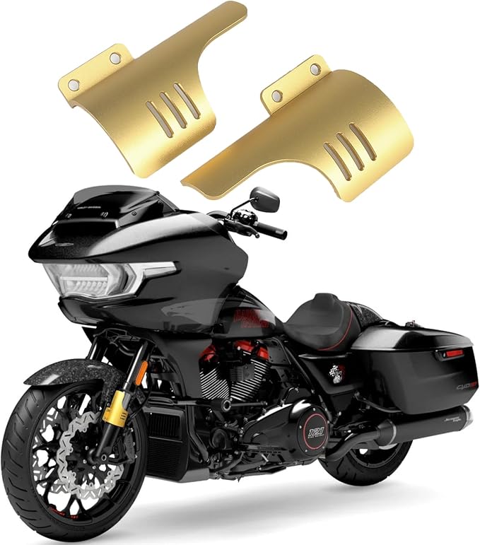 Motorcycle Front Fork Guards for Touring CVO Road Glide FLTRXSE ST FLTRXSTSE CVO Road Glide Upgrade 2024 Dust Protection Lower Fork Leg Deflector Shield (Gold)