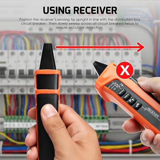 Rechargeable Circuit Breaker Finder & Electrical Circuit Tracer with GFCI Outlet Tester, NCV Voltage Detector, LCD Display, Flashlight, Audible/Visible Alerts, Carrying Case & 3 Adapters, 90-135V AC