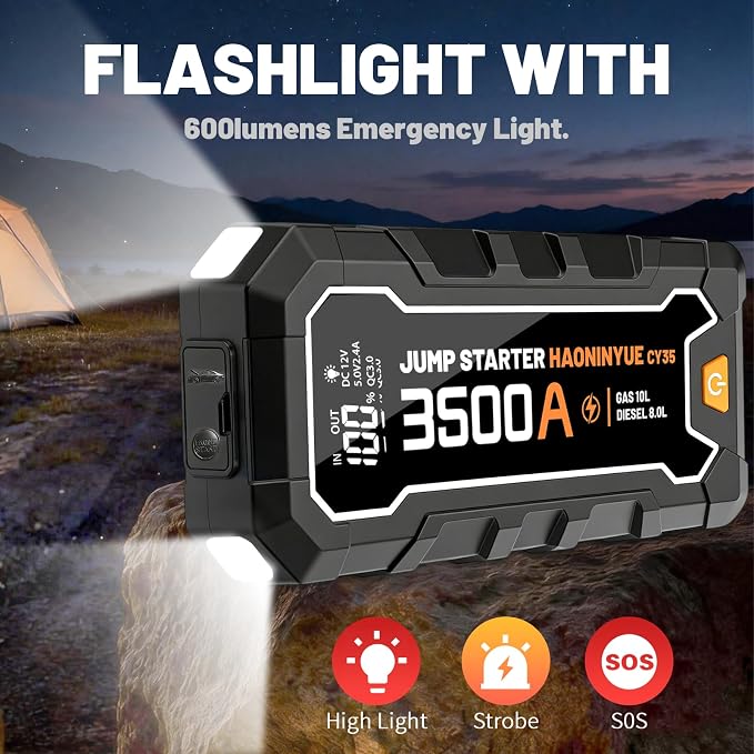 Portable Jump Starter,12V Car Battery Jumper Starter Portable with 88.8Wh Quick Charger,LED Display,14000mAh Booster Jump Box Pack (10L Gas 8.0L Diesel Engine)