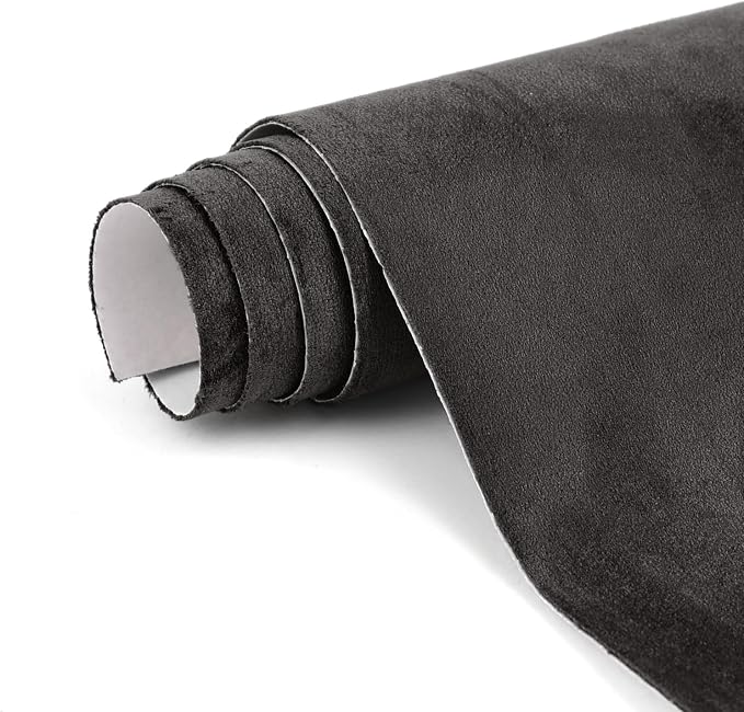 Premium Dark Charcoal Gray Suede Fabric Wrap - 12x60 inch Suede Wrap for Car Interior - Self-Adhesive Microfiber and Synthetic Leather, Stretchable Interior Film for Car and Home Decor