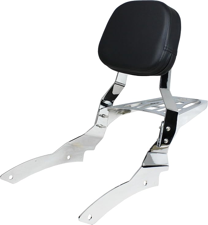 YHMOTO Motorcycle Sissy Bar Backrest with Luggage Rack For Yamaha VStar 650 400 DS650 Custom DS400 V star 1996-2017 (Style B-Chrome)