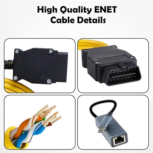ENET OBD2 Cable + USB Type C for BMW F & G Series, OBD ENET Cable RJ45 Compatible with E-SYS ICOM ISTA+, 6.6ft/2M