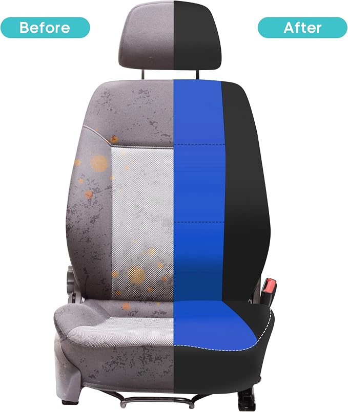 FH Group Waterproof Neoprene Car Seat Covers Full Set – Universal Fit Front & Split Bench Rear Seat Covers, Airbag Compatible Automotive Seat Protectors for Cars, SUVs & Vans, Blue