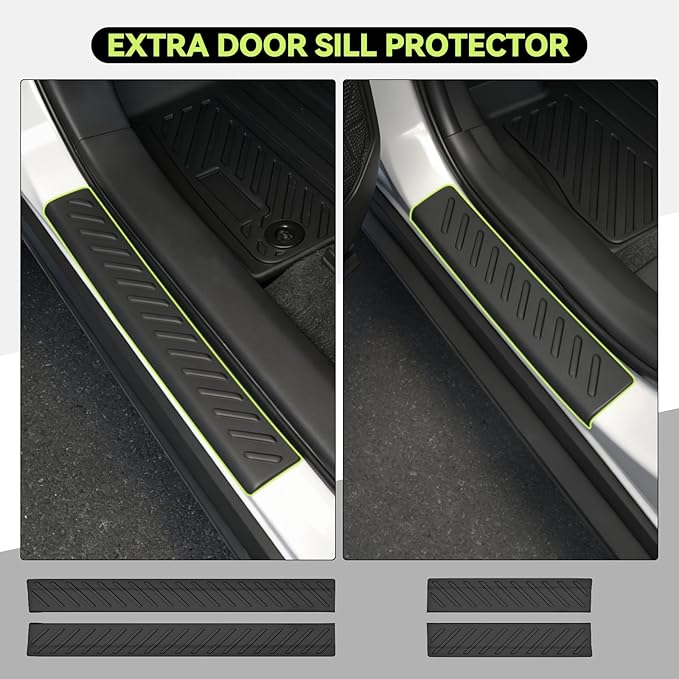 Tongama-Floor Mats for 2025 2026 Chevy Suburban/GMC Yukon XL 7 Seats with Bucket Seat, All Weather TPE Trunk Mat & 3rd Row Backrest Mats & Cargo Net & Door Sill Guards for Suburban Accessories