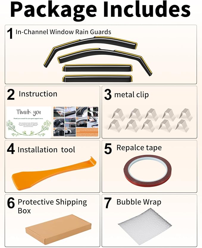 in-Channel Window Rain Guards Fit for Chevy Silverado/GMC Sierra 2500HD/3500HD 2020-2026 Crew Cab, Extra Durable Window Deflectors Vent Visors Truck Vent Shades Exterior Car Accessories