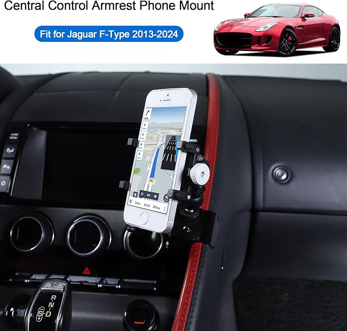 Daeiclru Car Central Control Armrest Phone Mount Compatible with Jaguar F-Type 2013-2024, Cell Phone Holder Auto Mobile Phone Holder Accessories (Style H)