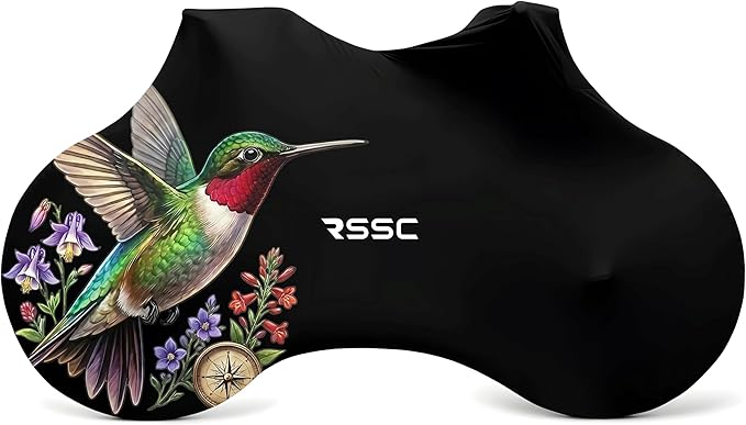 Bike Cover with 5 Zippers, Anti-Scratch Bicycle Storage Guard for Apartment & Garage, Fits Wall Hangers & Car Racks, Dust-Proof Full Protection for Most Bikes (Hummingbird)