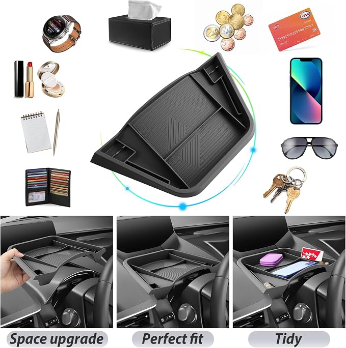 SKTU for 2023-2026 Toyota Prius Dashboard Storage Box for 2023-2026 Toyota Prius (LE/XLE/Nightshade Edition/Limited) Dashboard Organizer 2023-2026 Prius Accessories 2023-2026 Prius Behind Screen Tray