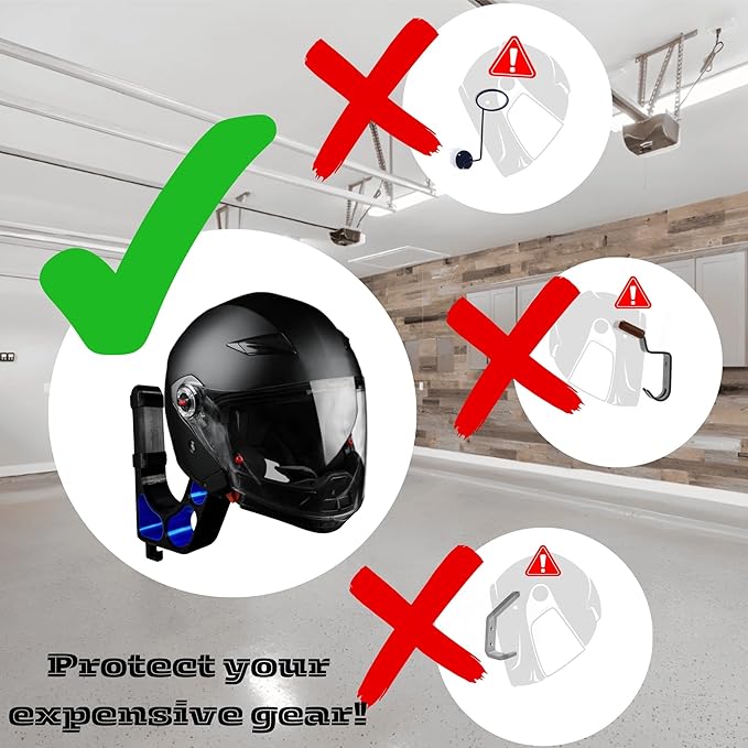 Wall Mounted Helmet Holder – Heavy Duty Motorcycle Helmet Hanger Rack for Garage Storage | Helmet Wall Mount for Motorcycle, Bicycle, Football & VR Headset | 3D Printed PETG Helmet Hook Atomic Orange