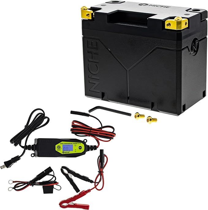 NICHE Lithium Battery with Charger YB12B-B2 12V 4Ah 240A for Yamaha BW350 Suzuki GS300 GS450