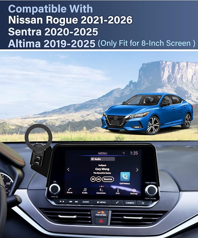PZK Car Phone Holder for Nissan 2021-2025 Rogue/2020-2025 Sentra/2019-2025 Altima Accessories, Phone Mount for Rogue Sentra Altima 8-inch Screen Car Phone Mount Compatible with Magsafe 360° Rotation