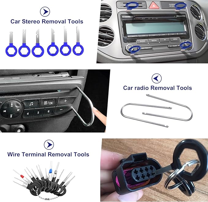 432Pcs Auto Trim Removal Tool Kit No Scratch Pry Tool for Car Door Panel Dashboard Removal, Include Clip Removal Tool, Panel Removal Tool, Car Radio Removal Tool, Blue