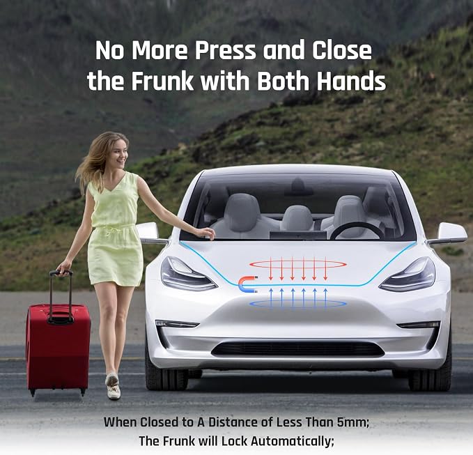 Electric Power Frunk Closer for Tesla Model Y 2021 2022 2023 2024 - Automatic Soft Closing Front Trunk Lock Hands Free Auto Close Easy Install Upgrade Accessory