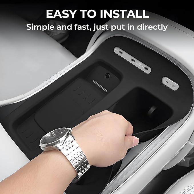 Cup Holder Insert & Wireless Charging Protective Mat for Hyundai Palisade 2026, Center Console Interior Accessories Cup Holders & Wireless Charger Cover Pad for 2026 Palisade, Black
