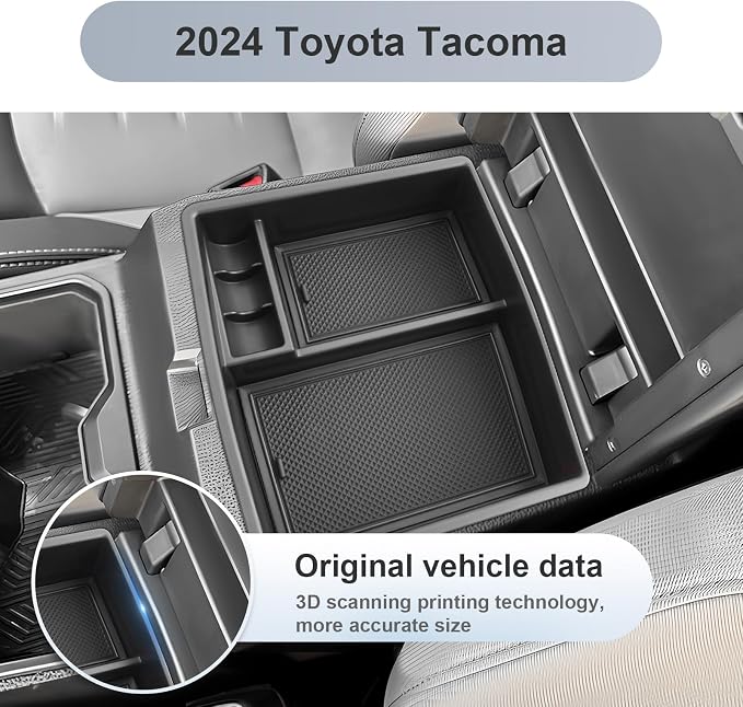 SKTU 4PCS for 2024 2025 2026 Toyota Tacoma Center Console Organizer Toyota Tacoma 2024 2025 2026 Accessories 2024 2025 2026 Tacoma Console Tray Gear Shift Side Tray Door Storage Box with Coin Holder