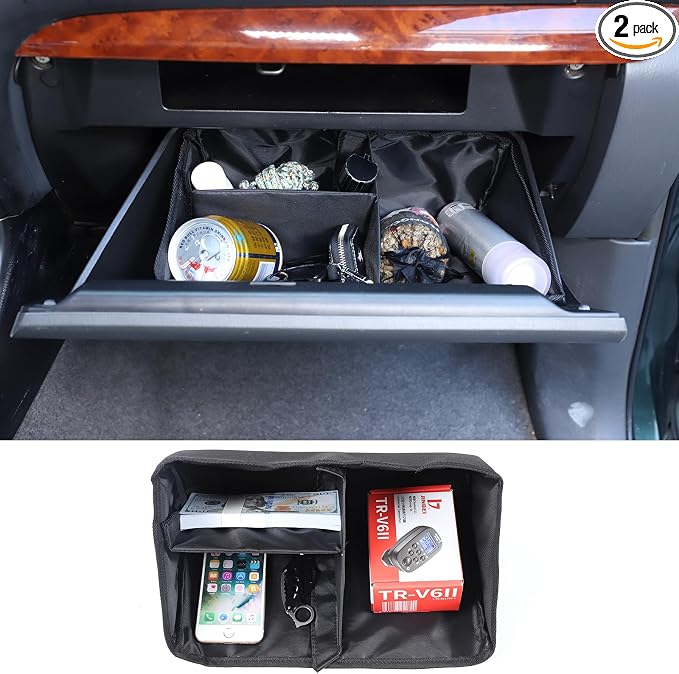 Glove Box Dividers Organizer Compatible with Toyota Land Cruiser Prado 120 /Lexus GX470 2003-2008 Accessories, Center Console Glove Box Divider Storage Bag,2PCS