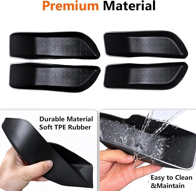 4PCS Door Handle Storage Box Compatible with 2026 Toyota RAV4 Hybrid&RAV4 Plug-in Hybrid(PHEV) TPE Front & Rear Door Side Tray Insert Organizer Easy to Clean for 6th Gen RAV4 Accessories