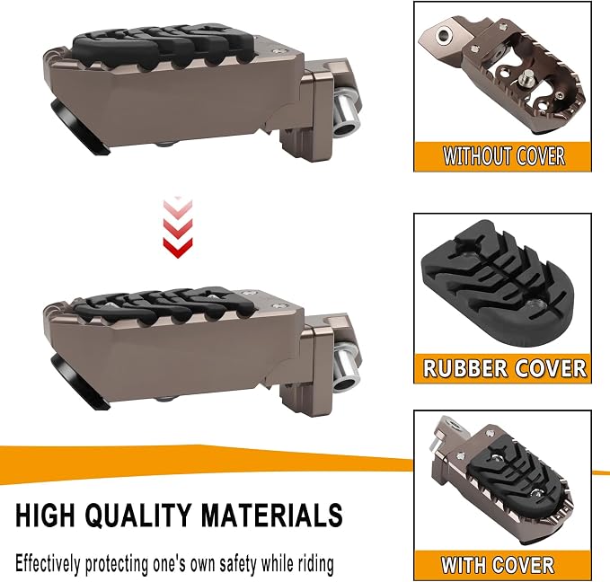 Motorcycle Foot Pegs Footpegs Rest Pedal Replacement for BMW F750GS F850GS R1200GS R1250GS R1300GS Aluminum Footrest Pedals with Built-in Spring (brown)