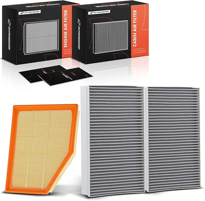 A-Premium Engine & Cabin Air Filter with Activated Carbon Compatible with BMW E60 Series 525i 2004-2007, 525xi/530xi 2006-2007, 528i 2008-2011, 528i xDrive 2009-2010, 528xi 2008, 530i 2005-2007, 545i